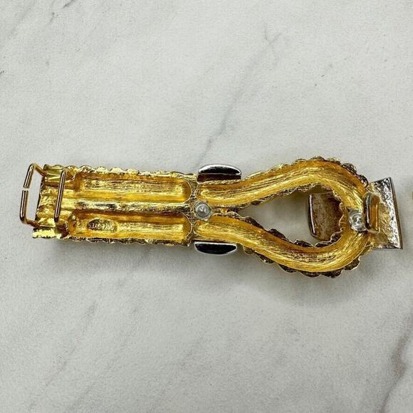 Vintage Gay Boyer Gold Silver Tone 2 Piece Interlocking Belt Buckle โจ - Picture 6 of 8
